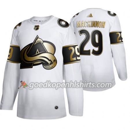Colorado Avalanche Nathan MacKinnon 29 Adidas 2019-2020 Golden Edition Wit Authentic Shirt - Mannen